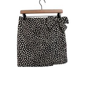 J.Crew Womens Black Gold Heart Dot Brocade Bow Mini Skirt Size 2 Petite